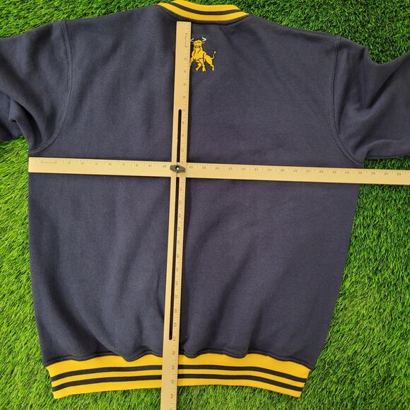 Vintage Charlotte Varsity Ringer Sweatshirt XL 25x27 Navy-Blue Yellow Trim Y2K - Picture 8 of 11